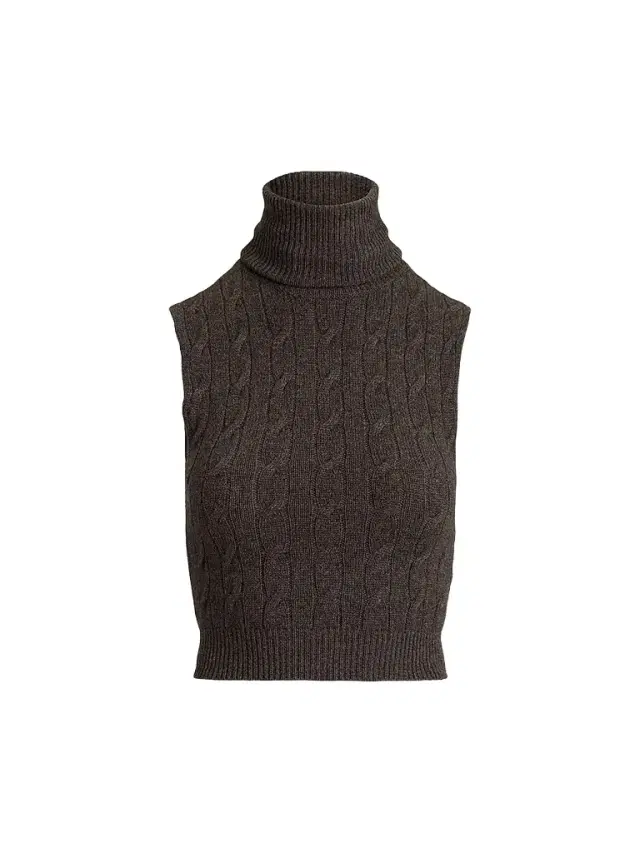 Ralph Lauren Collection Women's Cable-Knit Cashmere Turtleneck Top - Taupe Grey