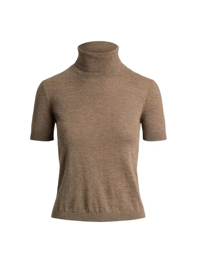 Ralph Lauren Collection Women's Cashmere Short-Sleeve Turtleneck - Beige