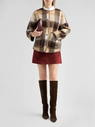 TANYA TAYLOR Women's Janet Plaid Wool-Blend Jacket - Milk Camel Multi | Thumbnail 2