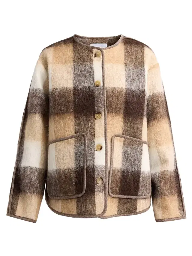 TANYA TAYLOR Women's Janet Plaid Wool-Blend Jacket - Milk Camel Multi