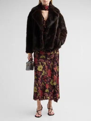 TANYA TAYLOR Women's Terri Faux-Fur Coat - Dark Fig | Thumbnail 2