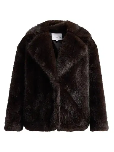TANYA TAYLOR Women's Terri Faux-Fur Coat - Dark Fig | Thumbnail 1