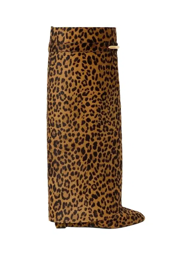Givenchy Women's Shark Pinch Boots in Leopard Pony-Effect Leather - Black Beige