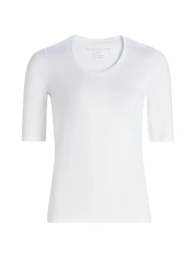 MAJESTIC FILATURES Women's Scoopneck Stretch Linen Top - Blanc