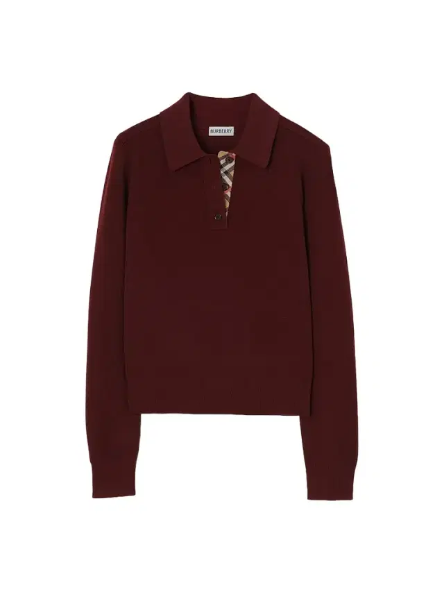 Burberry Women's Mandy Wool Long-Sleeve Polo Shirt - Grape Purple