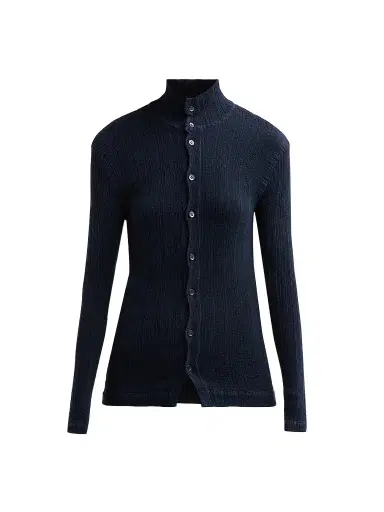 Issey Miyake Women's Rill Textured Pleats Shirt - Dark Navy | Thumbnail 1 Issey Miyake Women's Rill Textured Pleats Shirt - Dark Navy | Thumbnail 1