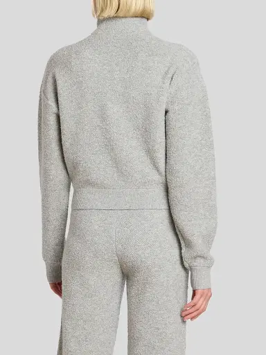 Victoria Beckham Women's Wool-Blend Half-Zip Sweater - Light Grey Marl | Thumbnail 3