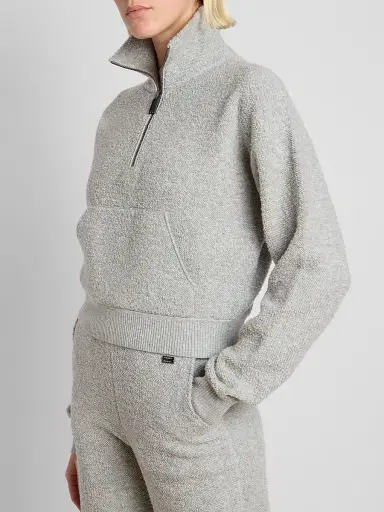Victoria Beckham Women's Wool-Blend Half-Zip Sweater - Light Grey Marl | Thumbnail 5