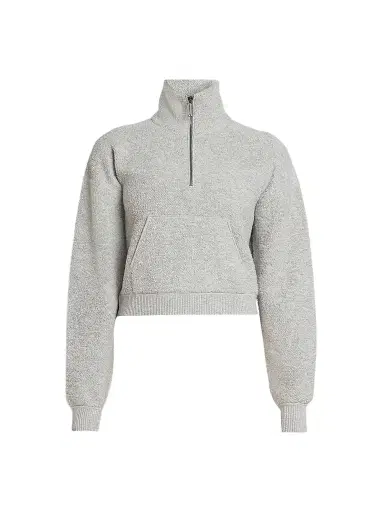 Victoria Beckham Women's Wool-Blend Half-Zip Sweater - Light Grey Marl | Thumbnail 1