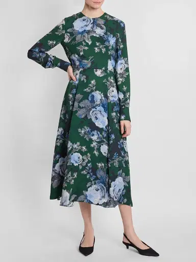 Erdem Women's Floral Crepe A-Line Midi-Dress - Rose Green - Size 0 | Thumbnail 2 Erdem Women's Floral Crepe A-Line Midi-Dress - Rose Green - Size 0 | Thumbnail 2