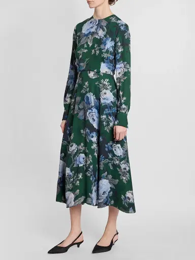 Erdem Women's Floral Crepe A-Line Midi-Dress - Rose Green - Size 0 | Thumbnail 4 Erdem Women's Floral Crepe A-Line Midi-Dress - Rose Green - Size 0 | Thumbnail 4