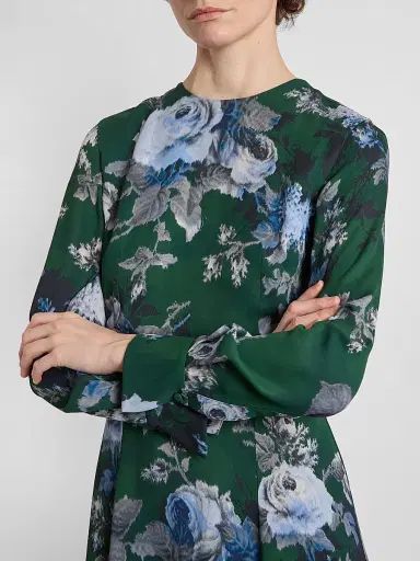 Erdem Women's Floral Crepe A-Line Midi-Dress - Rose Green - Size 0 | Thumbnail 5 Erdem Women's Floral Crepe A-Line Midi-Dress - Rose Green - Size 0 | Thumbnail 5