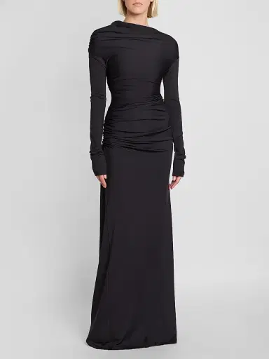 Victoria Beckham Women's Draped Long-Sleeve Column Gown | Thumbnail 2