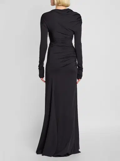 Victoria Beckham Women's Draped Long-Sleeve Column Gown | Thumbnail 3