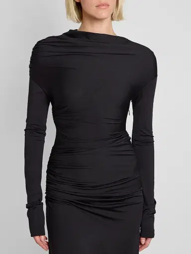 Victoria Beckham Women's Draped Long-Sleeve Column Gown | Thumbnail 5
