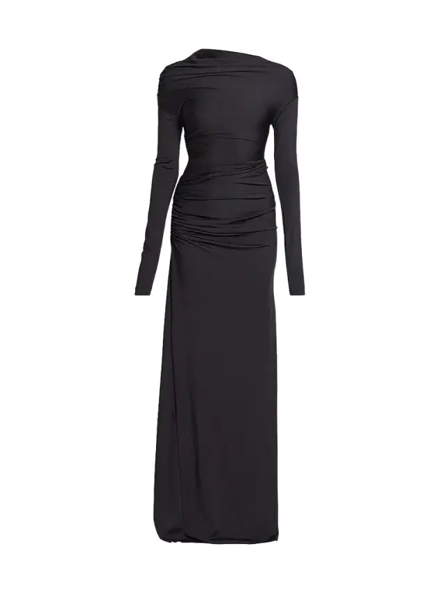 Victoria Beckham Women's Draped Long-Sleeve Column Gown - Black - Size 0