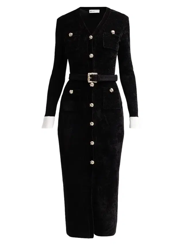 Self-Portrait Women's Chenille Knit Midi Dress - Black