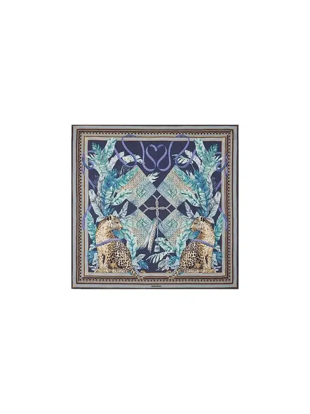 Ferragamo Women's Leopard-Print Cashmere Scarf - Blue