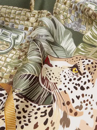 Ferragamo Women's Leopard-Print Silk Scarf - Olive | Thumbnail 4 Ferragamo Women's Leopard-Print Silk Scarf - Olive | Thumbnail 4
