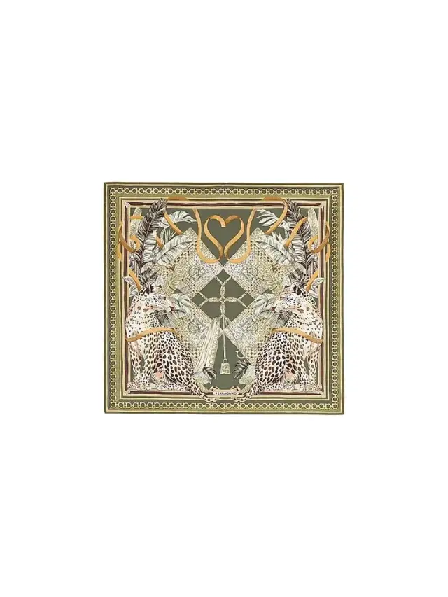 Ferragamo Women's Leopard-Print Silk Scarf - Olive