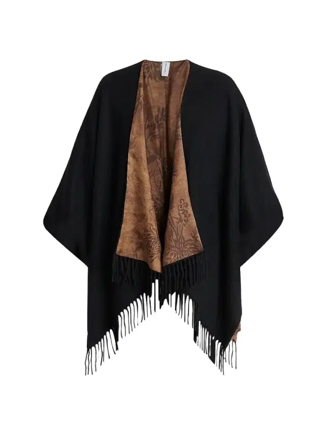 Ferragamo Women's Floral Cashmere-Blend Reversible Cape - Blackyellow