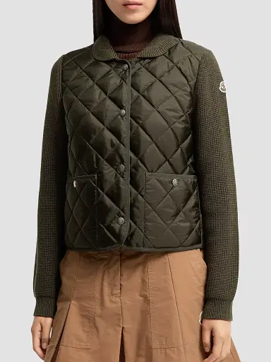 Moncler Women's Down-Filled Cardigan in Wool - Dark Green - Size Large | Thumbnail 2 Moncler Women's Down-Filled Cardigan in Wool - Dark Green - Size Large | Thumbnail 2