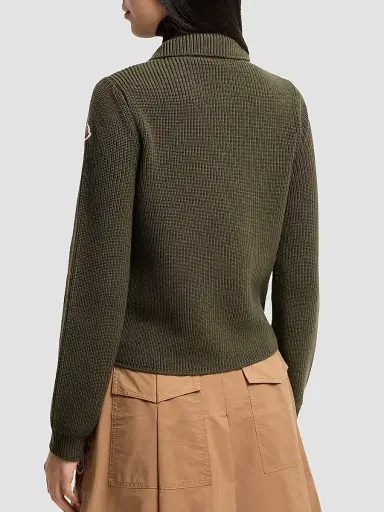 Moncler Women's Down-Filled Cardigan in Wool - Dark Green - Size Large | Thumbnail 3 Moncler Women's Down-Filled Cardigan in Wool - Dark Green - Size Large | Thumbnail 3