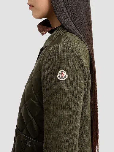 Moncler Women's Down-Filled Cardigan in Wool - Dark Green - Size Large | Thumbnail 4 Moncler Women's Down-Filled Cardigan in Wool - Dark Green - Size Large | Thumbnail 4