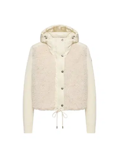 Moncler Women's Down-Filled Cardigan in Wool and Cashmere Blend - White - Size XS | Thumbnail 1