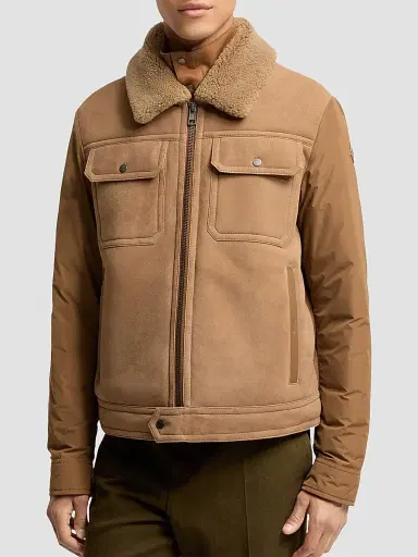 Moncler Men's Zerique Puffer Jacket in Suede - Camel - Size XXL | Thumbnail 2