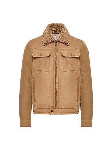 Moncler Men's Zerique Puffer Jacket in Suede - Camel - Size XXL | Thumbnail 1