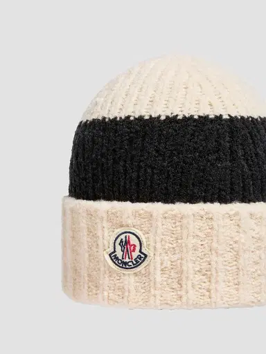 Moncler Men's Hat in Wool Blend - Black Beige | Thumbnail 3