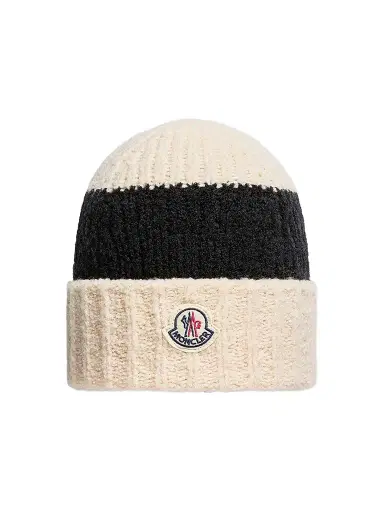 Moncler Men's Hat in Wool Blend - Black Beige | Thumbnail 1