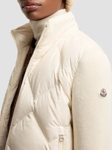Moncler Women's Down-Filled Cardigan in Wool and Cashmere - White - Size Large | Thumbnail 4