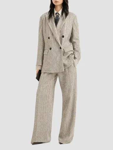 Brunello Cucinelli Women's Dazzling Chevron Embroidery Blazer in Sparkling Mohair and Wool | Thumbnail 2 Brunello Cucinelli Women's Dazzling Chevron Embroidery Blazer in Sparkling Mohair and Wool | Thumbnail 2
