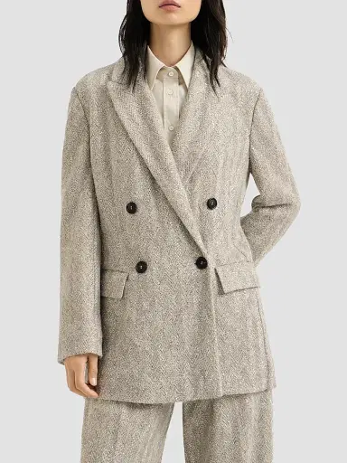 Brunello Cucinelli Women's Dazzling Chevron Embroidery Blazer in Sparkling Mohair and Wool | Thumbnail 3 Brunello Cucinelli Women's Dazzling Chevron Embroidery Blazer in Sparkling Mohair and Wool | Thumbnail 3