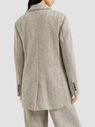 Brunello Cucinelli Women's Dazzling Chevron Embroidery Blazer in Sparkling Mohair and Wool | Thumbnail 4 Brunello Cucinelli Women's Dazzling Chevron Embroidery Blazer in Sparkling Mohair and Wool | Thumbnail 4