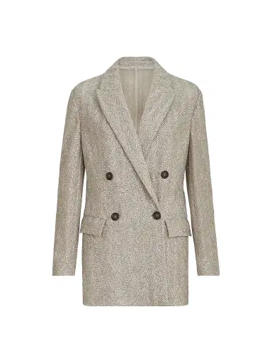 Brunello Cucinelli Women's Dazzling Chevron Embroidery Blazer in Sparkling Mohair and Wool | Thumbnail 1 Brunello Cucinelli Women's Dazzling Chevron Embroidery Blazer in Sparkling Mohair and Wool | Thumbnail 1