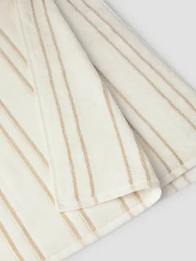 Brunello Cucinelli Striped Cotton Terrycloth Towel with Logo - Ivory | Thumbnail 3 Brunello Cucinelli Striped Cotton Terrycloth Towel with Logo - Ivory | Thumbnail 3