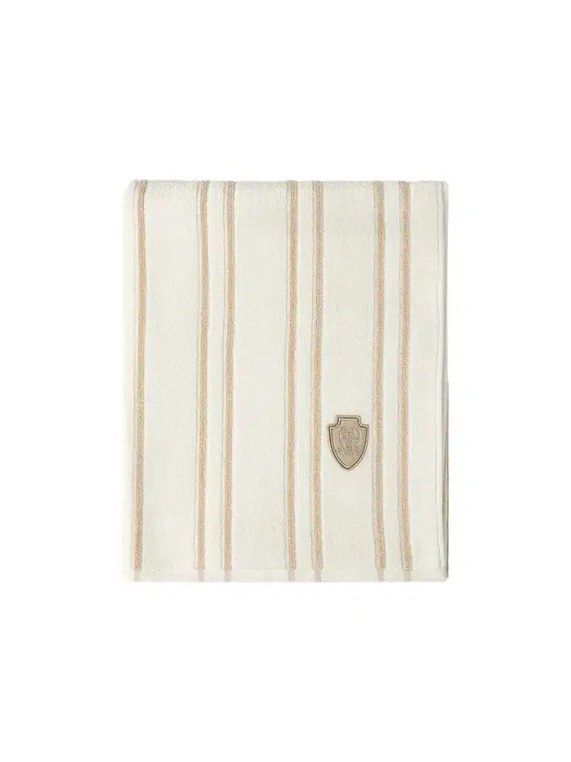 Brunello Cucinelli Striped Cotton Terrycloth Towel with Logo - Ivory