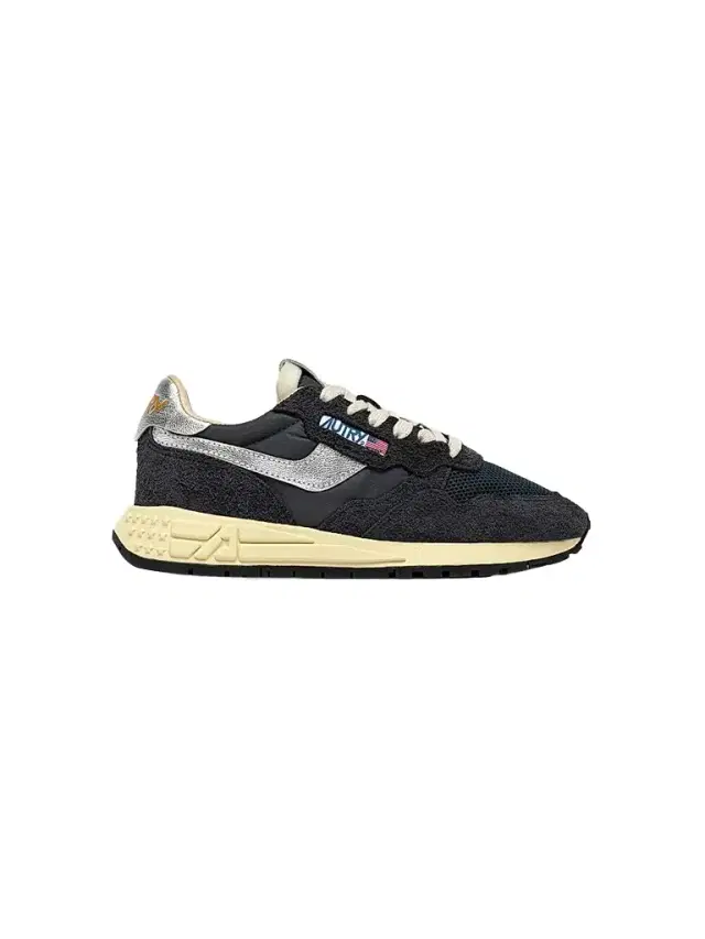 Autry Women's Reelwind Low-Top Suede Sneakers - Suede Black Silver - Size 11
