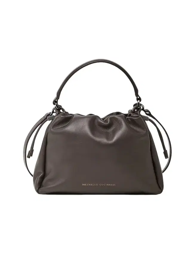 Brunello Cucinelli Women's Mellow Bucket Bag in Soft Leather with Monili - Rust Brown