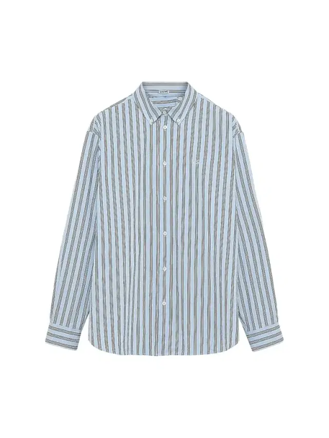 Loewe Men's Striped Cotton Shirt - Blue White