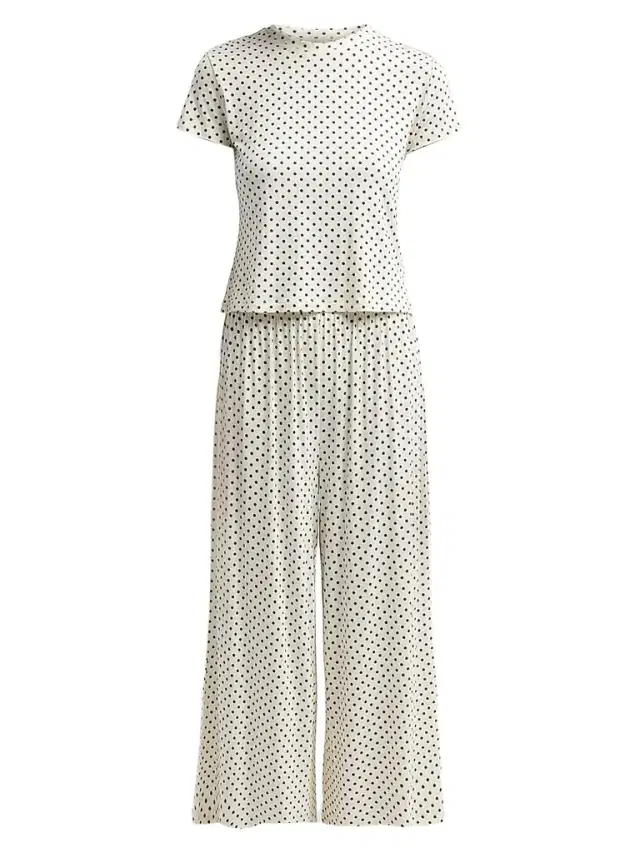 Papinelle Women's Kate 2-Piece Polka Dot Top & Pant Set - Cream - Size XL