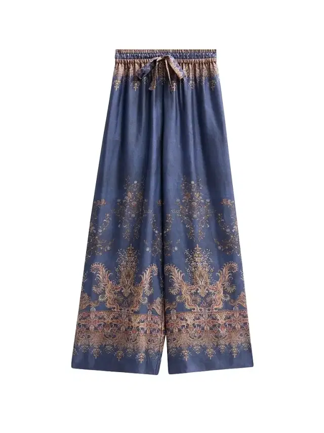 Zimmermann Women's Valiant Paisley Silk Track Pants - Navy Paisley