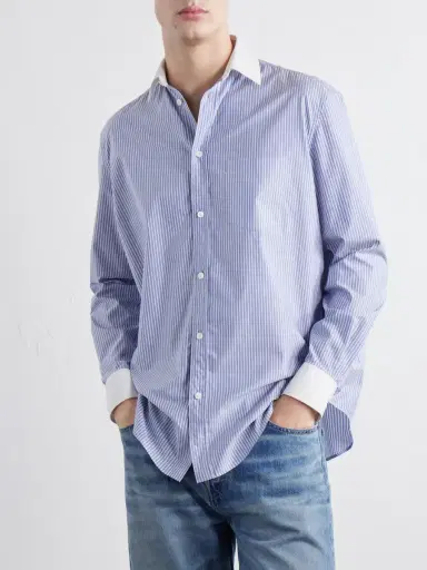 TOTEME Striped Cotton-Poplin Shirt - Men | Thumbnail 3