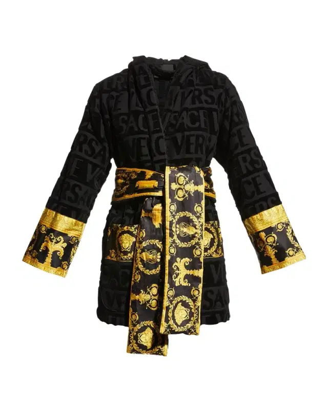 I Heart Baroque Hooded Short Bathrobe