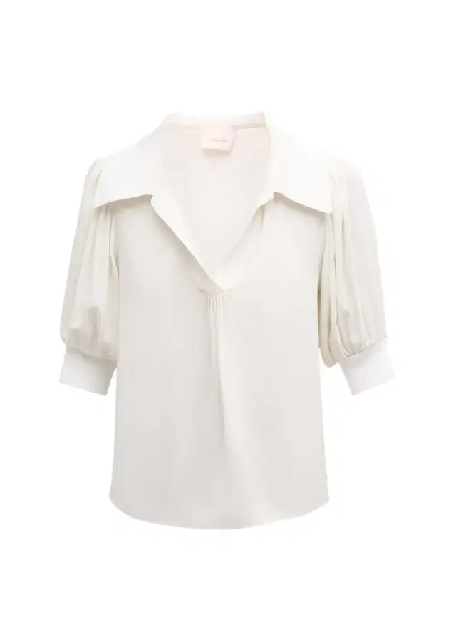 Cinq à Sept Weldon Collared V-Neck Short-Sleeve Silk Combo Top