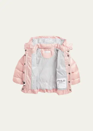 Polo Ralph Lauren Girl's Metallic Embroidered Pony Puffer Coat, Size 9M-24M | Thumbnail 4