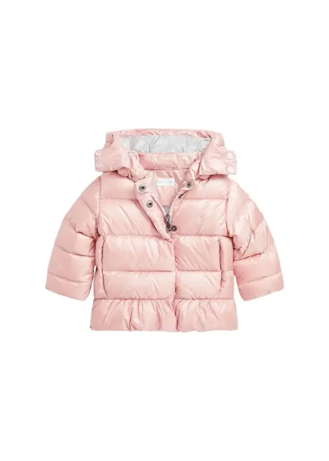 Polo Ralph Lauren Girl's Metallic Embroidered Pony Puffer Coat, Size 9M-24M